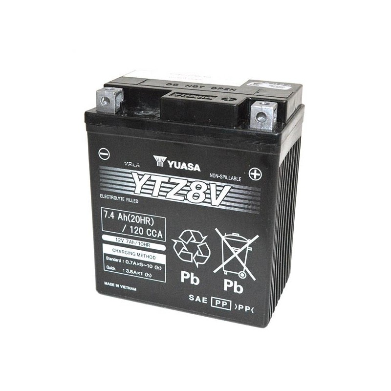 YTZ8V BATTERIA YUASA SIGILLATA ATTIVATA 12V 7,4 Ah HONDA SH 125 150 2017-2024 / YAMAHA X-MAX 300 2017-2022 / X-MAX 400