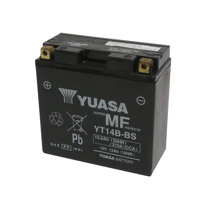 YT14B-BS BATTERIA YUASA SIGILLATA ATTIVATA 12V 12,6 Ah YAMAHA FZS FAZER 1000 / FJR 1300 / XVS DRAGSTAR 1100