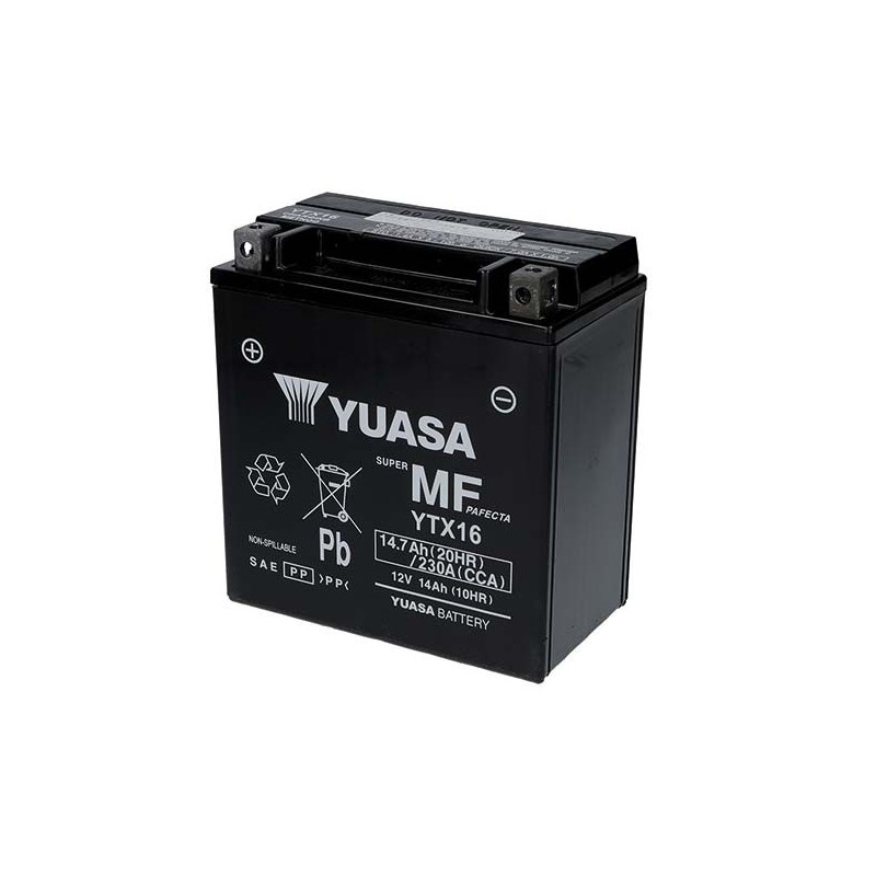 YTX16 BATTERIA YUASA SIGILLATA ATTIVATA 12V 14,7 Ah BMW R 1200 RT / R 1250 RT / TRIUMPH TIGER 800 XC XCX XCA XRX