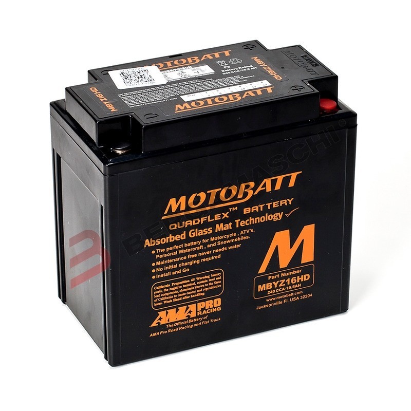 MBYZ16HD BATTERIA MOTOBATT SIGILLATA 12V 16,5 Ah HARLEY DAVIDSON XL SPORTSTER 883 2004-2009 / BMW R GS ADVENTURE 1200 2014-2018