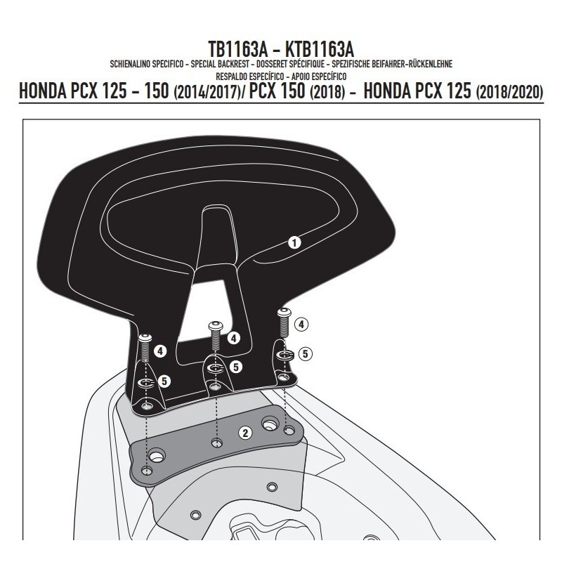 TB1163A GIVI SCHIENALINO HONDA PCX 125-150 (14-17)