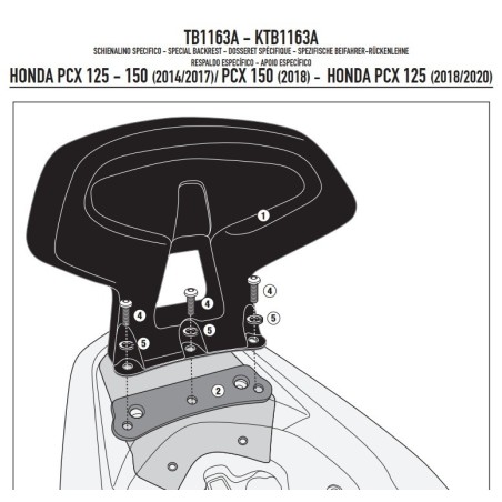 TB1163A GIVI SCHIENALINO HONDA PCX 125-150 (14-17)