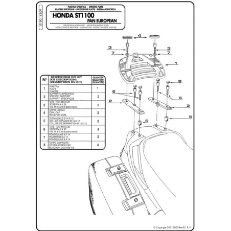 E190 GIVI - PIASTRA POSTERIORE PORTAVALIGIA PER HONDA ST 1100