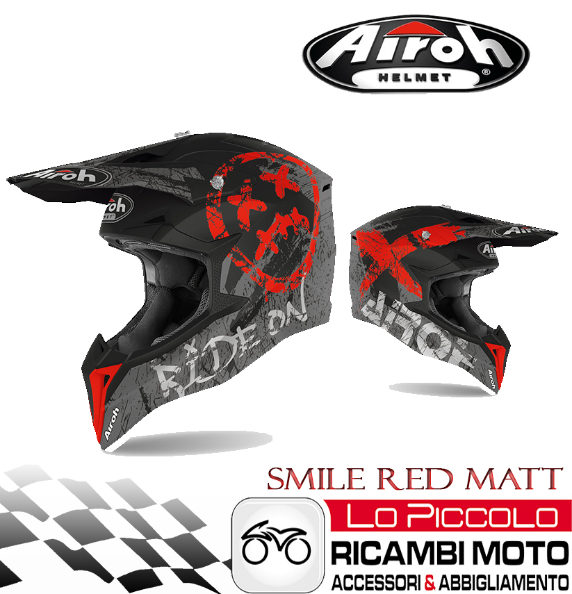 CASCO CROSS ENDURO MOTARD OFF ROAD AIROH WRAAP SMILE RED MATT WRSM55 MIS.S