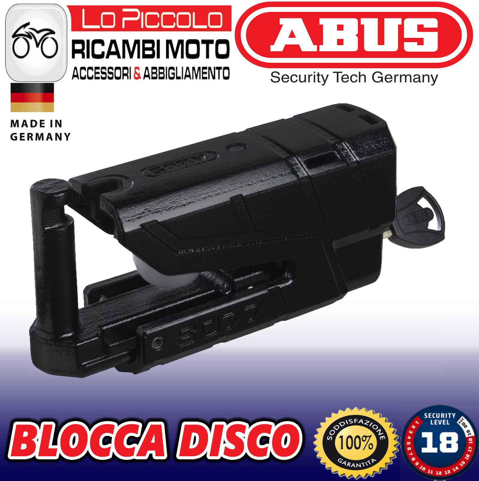 Blocca Disco Moto Abus GRANIT DETECTO XPLUS 8077 Rosso con Allarme Sonoro  Vendita Online 