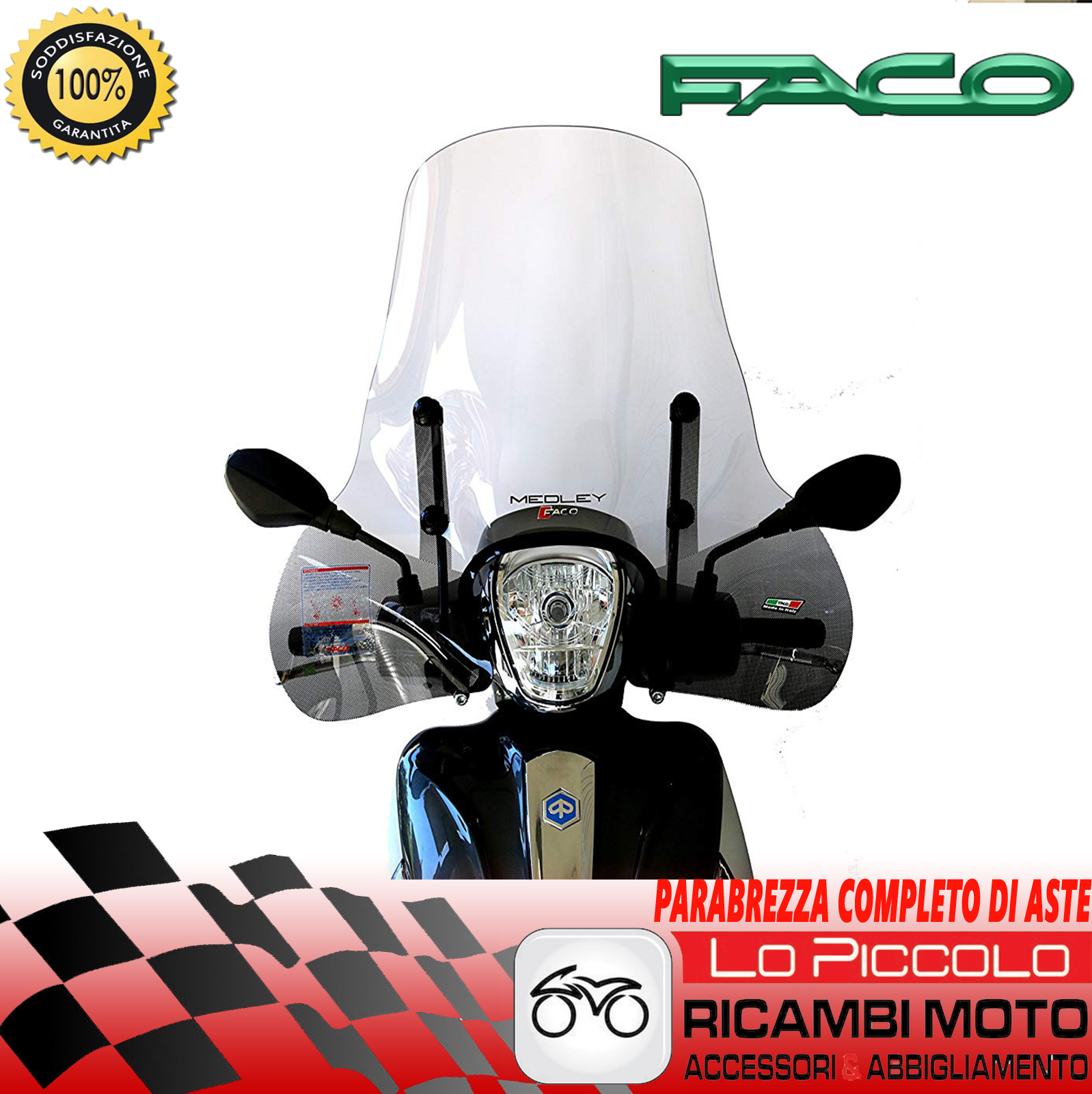 Windscreen Screen High Complete FACO Piaggio Medley 125 150 2016 2017 ...