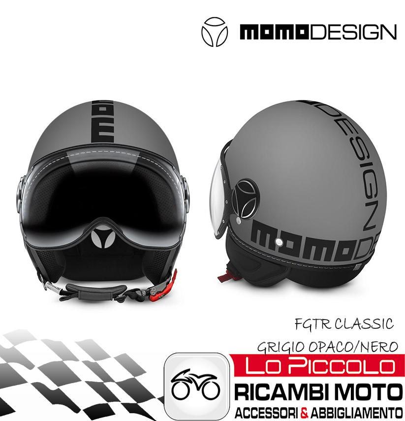 MOMO Design Motorcycle Helmet Jet Fighter Classic Grey Matt
